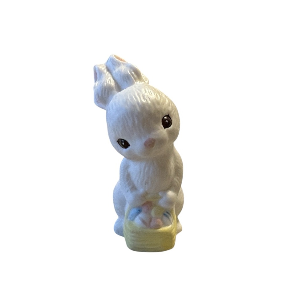 Vintage 1982 Hallmark Bunny Figurine Ceramic White Multi